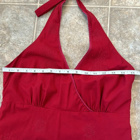 J.Crew Halterneck Embroidered A-line Midi Dress in Wine color Small/Medium - Picture 6 of 13